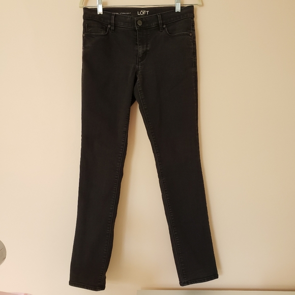 LOFT Modern Straight Black Jeans 28 / 6 - Picture 2 of 5